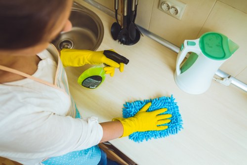 Close-up of a rug being cleaned carefully in West London