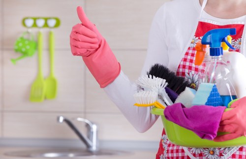 Local cleaning team working in an Ealing apartment