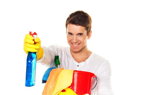 Recycling and waste separation materials collected after a deep cleaning service
